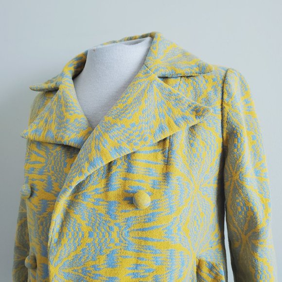 VINTAGE 60's Pea Coat Funky Printed - Picture 2 of 6